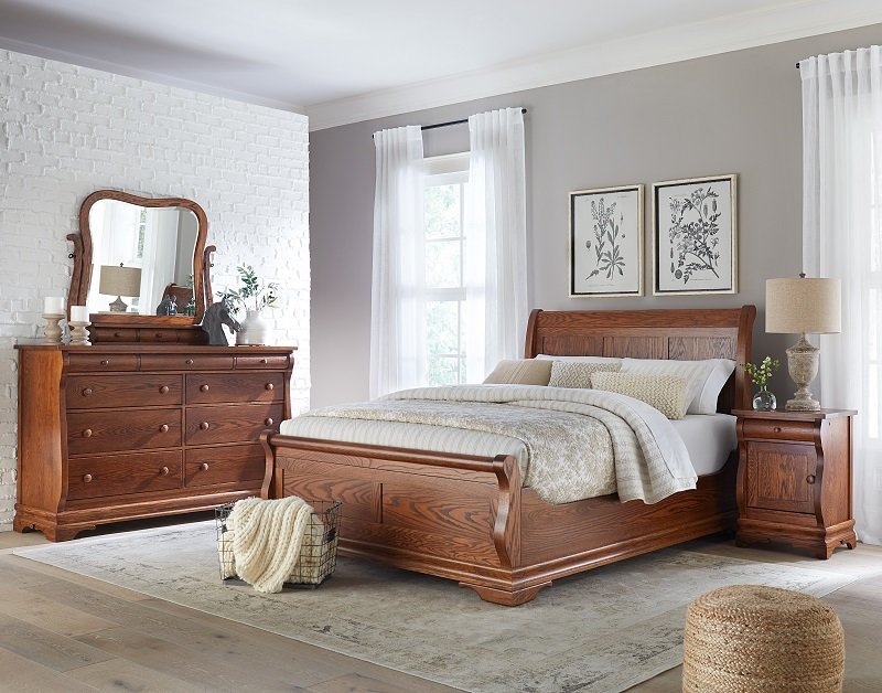 【IDEE】SLEIGH MIRROR Natural Edna Sleigh Beveled Cheval Mirror from DutchCrafters Amish Furniture