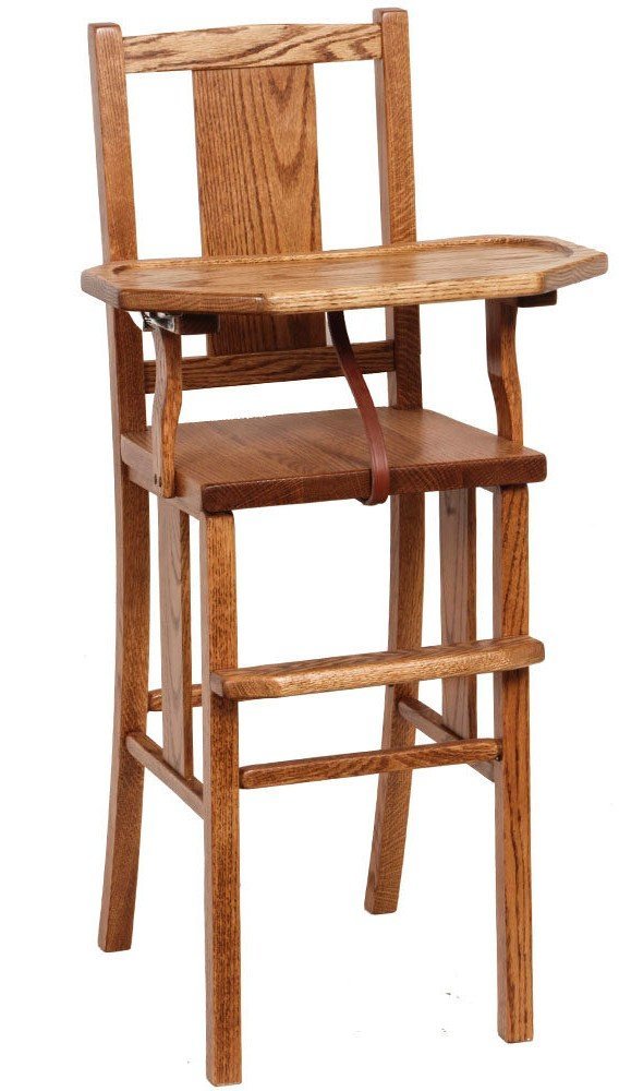 Solid Wood High Chair with Slide Tray - Amish Handcrafted Quality