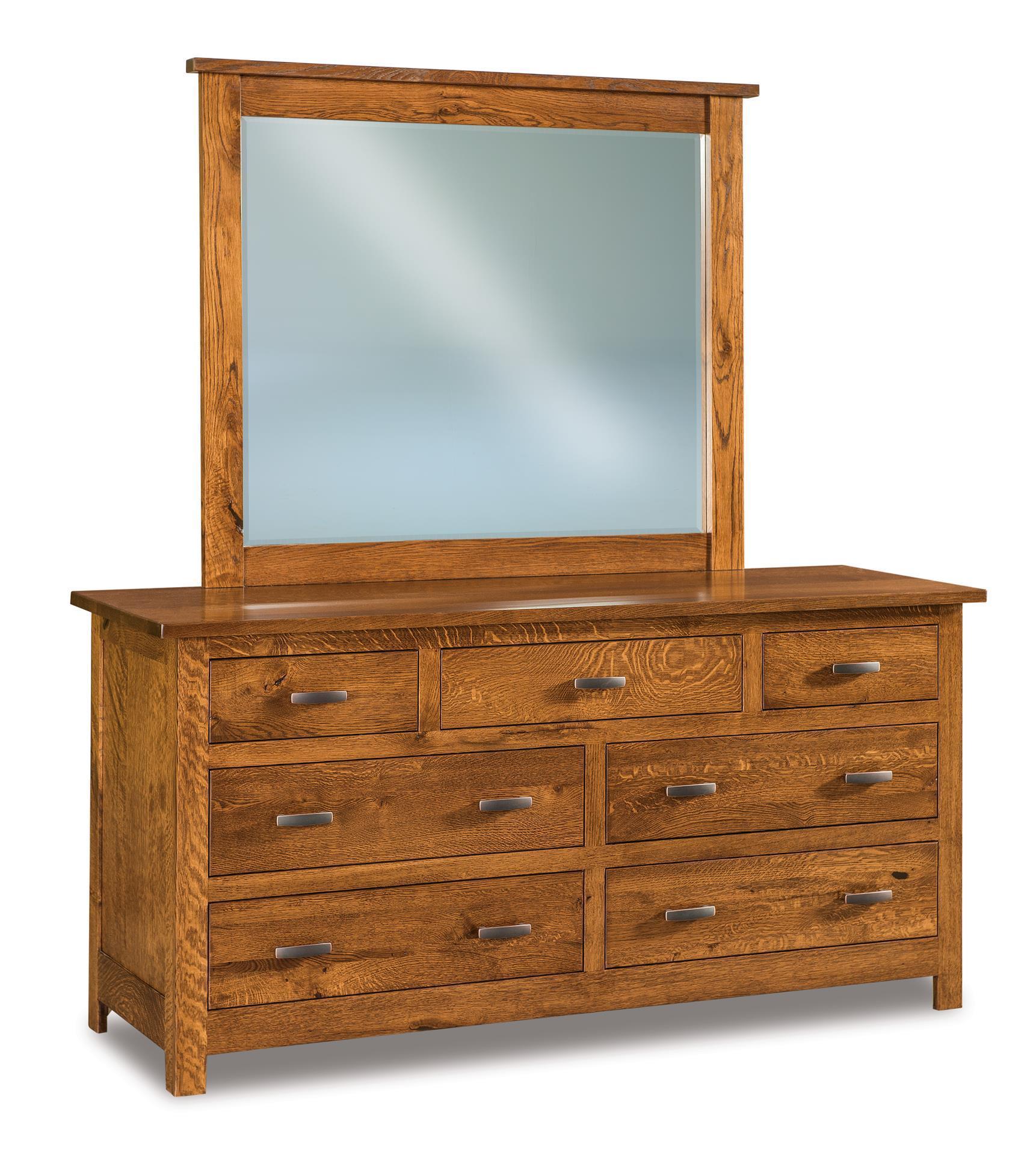 Amish Flush Mission Seven Drawer Dresser with Optional Mirror from