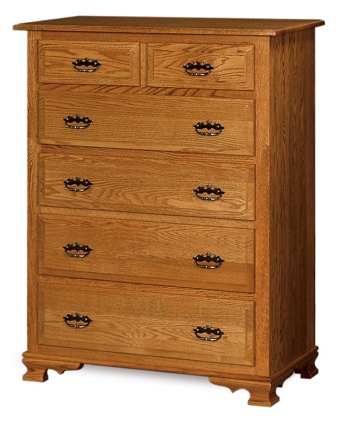 Oak Wood 6-Drawer Chest of Drawers from DutchCrafters Amish Furniture
