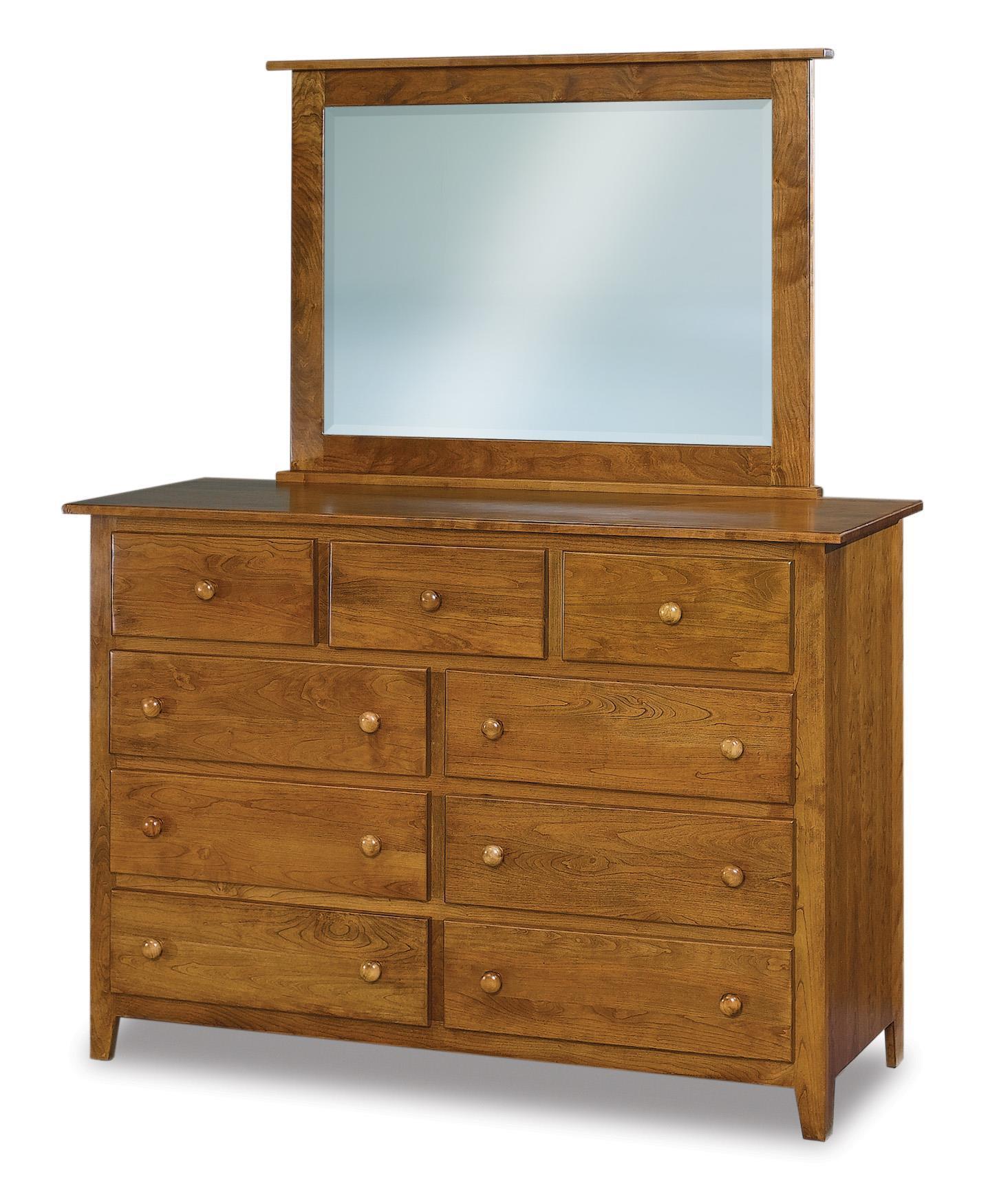 Shaker Nine Drawer Dresser with Optional Mirror from DutchCrafters