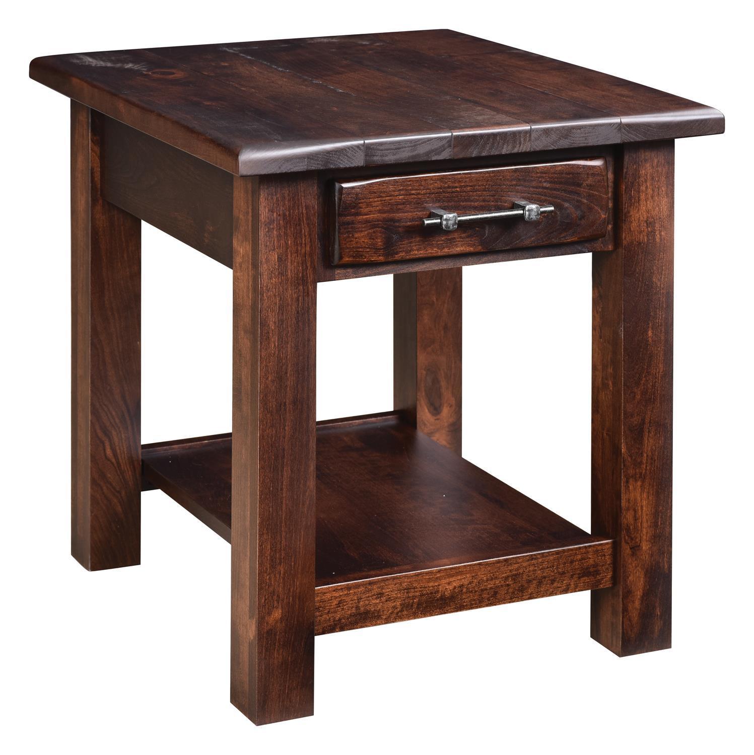 Sussex Barnwood End Table with One Shelf by DutchCrafters Amish