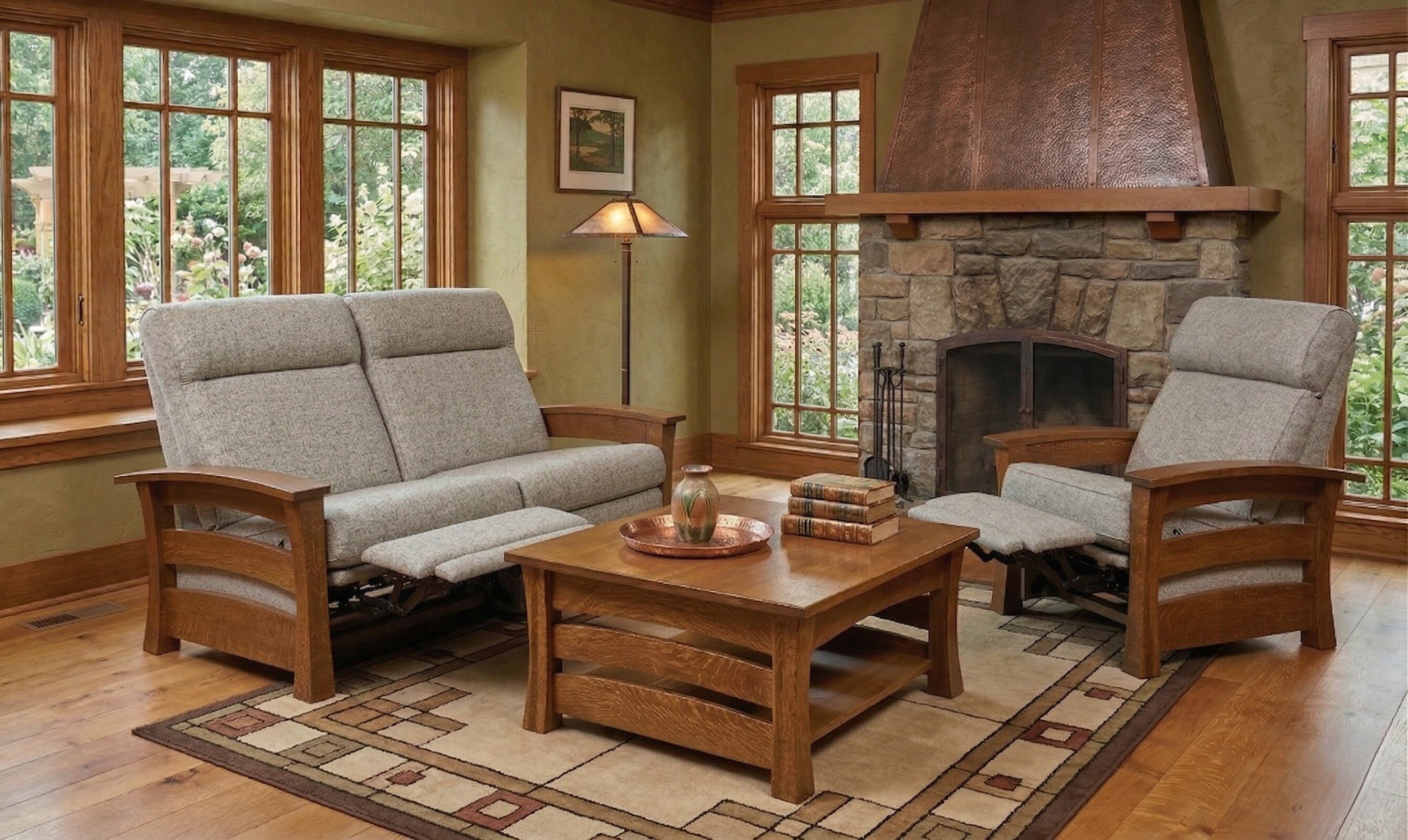 Amish Made Leavenworth Wall Hugger Reclining Loveseat Sofa