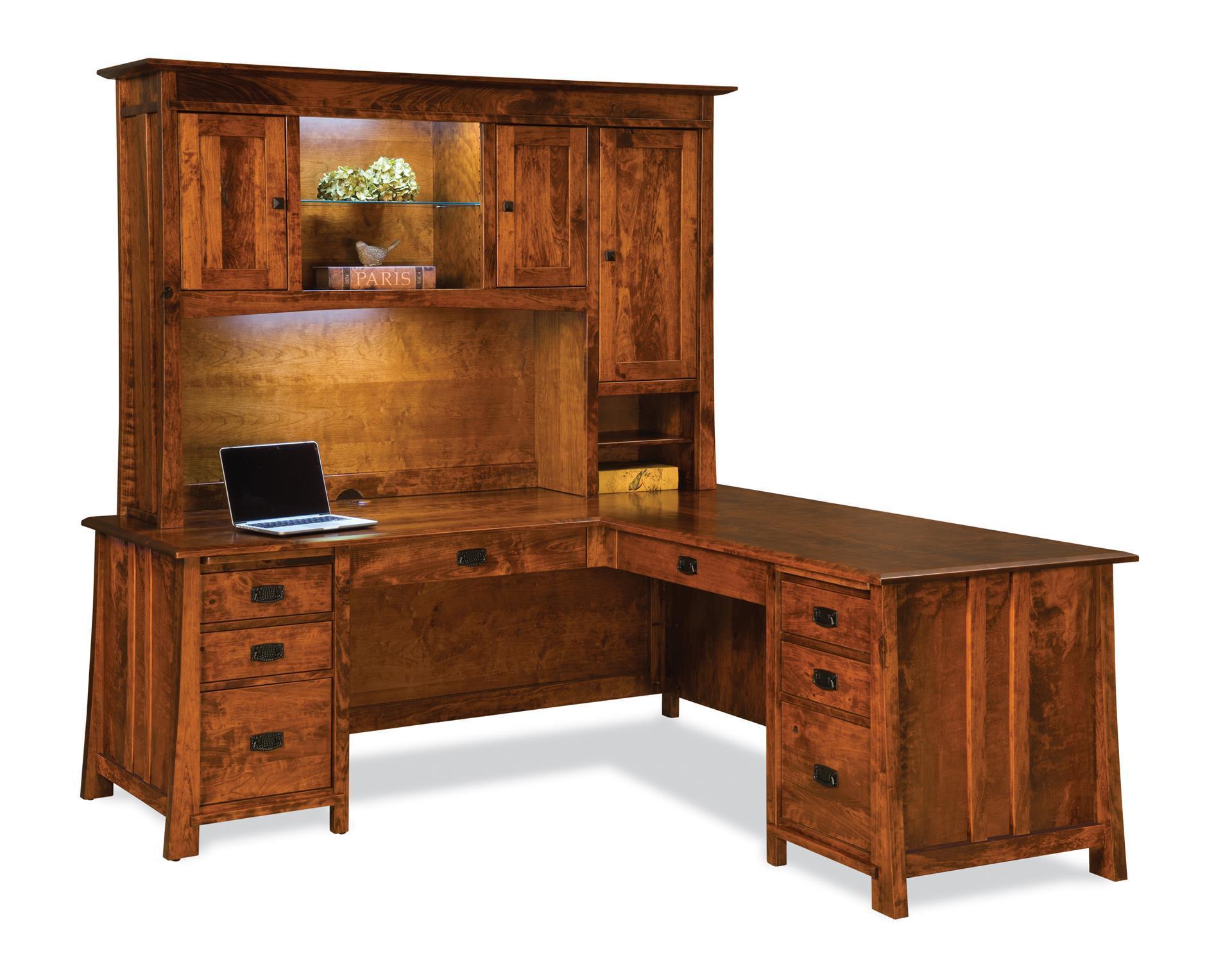 Mission Solid Wood L-Shaped Desk from DutchCrafters Amish Furniture
