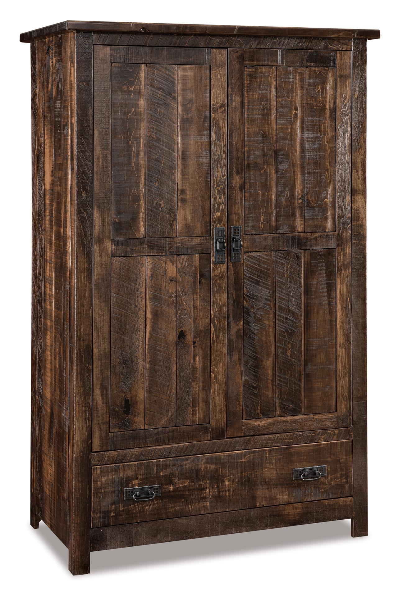Rustic Rough Sawn Wood Wardrobe Armoire from DutchCrafters Amish