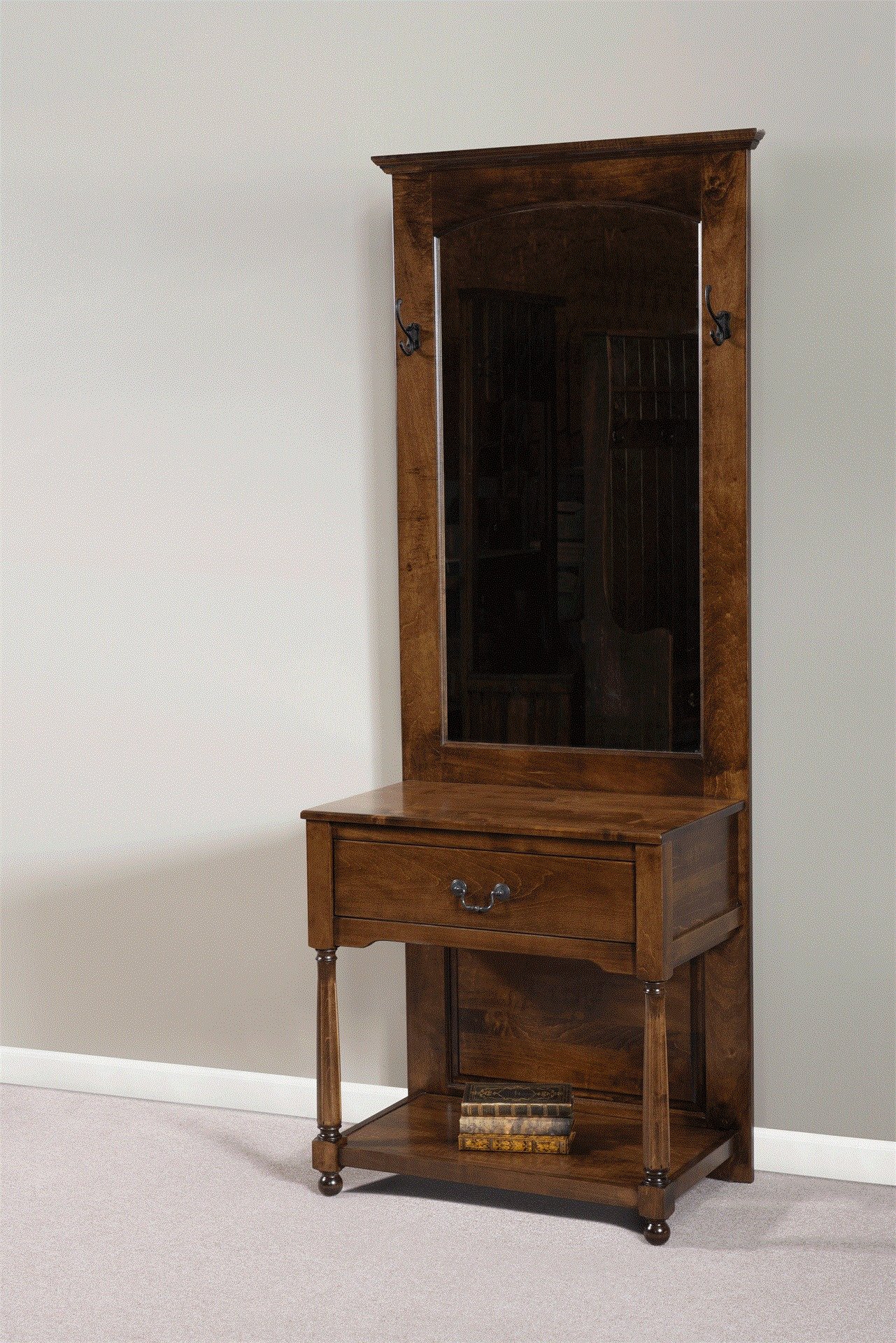 Hall Tree Console Table with Mirror from DutchCrafters Amish Furniture