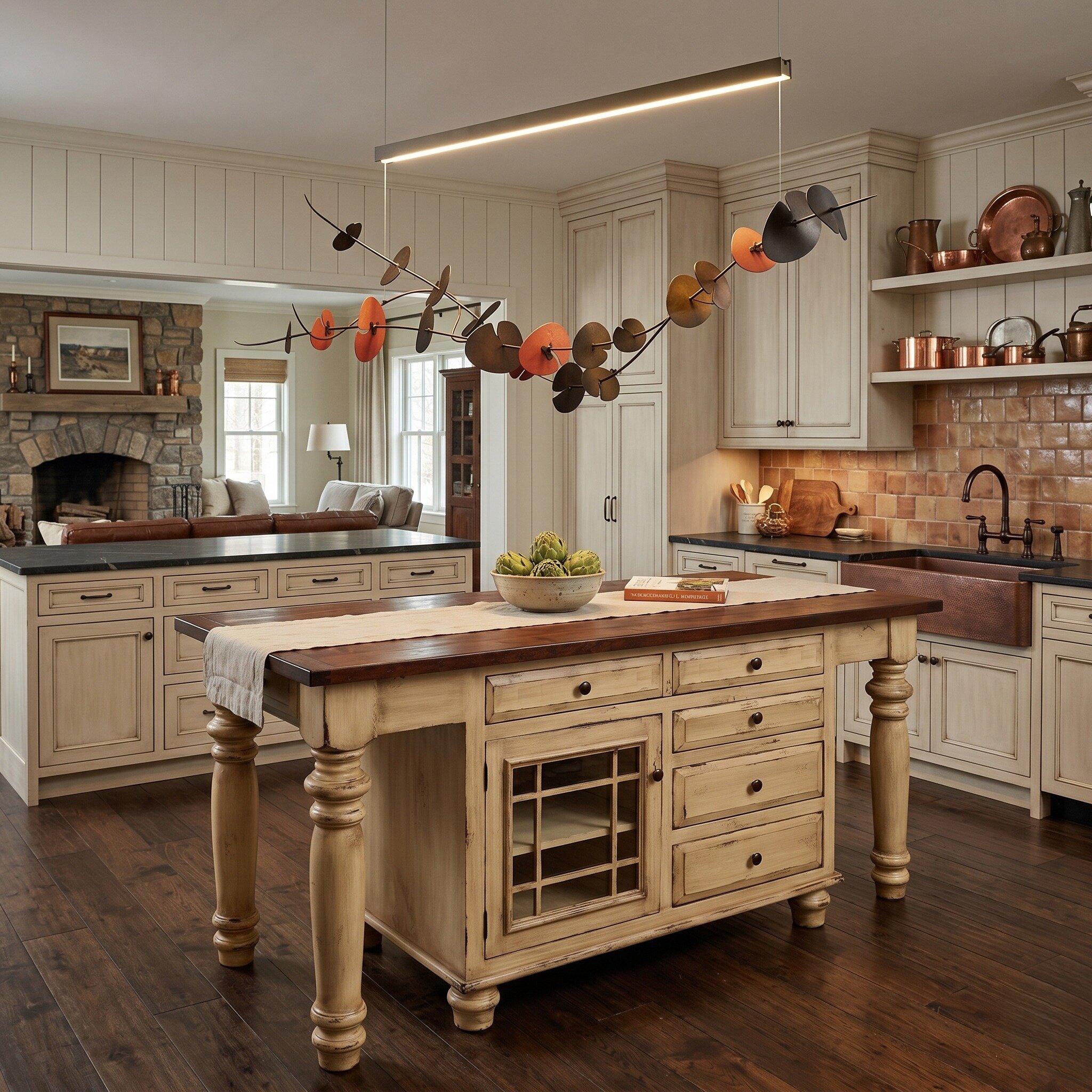 Freestanding Amish Farmhouse Kitchen Island | Solid Wood & Custom