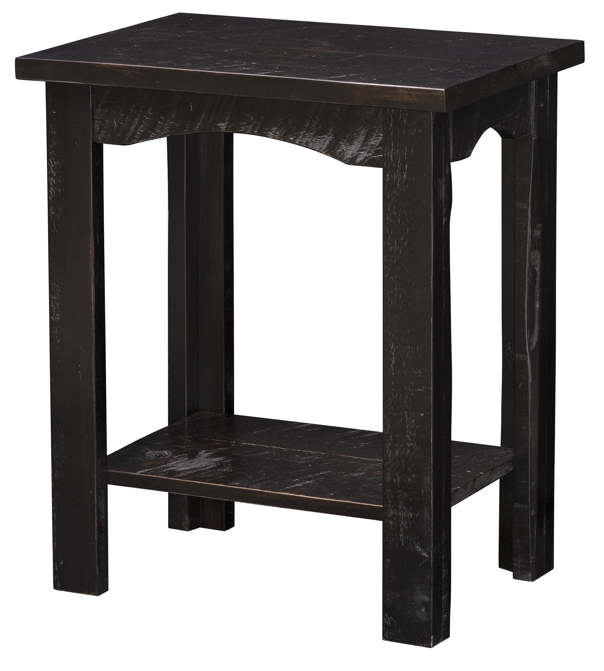 Rustic Rough-Cut Maple Wood Chairside End Table |