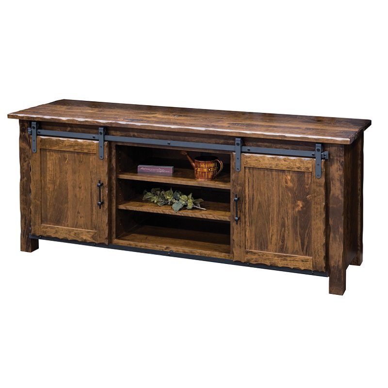 Alcova Hand Hewn TV Stand with Sliding Barn Doors from DutchCrafters