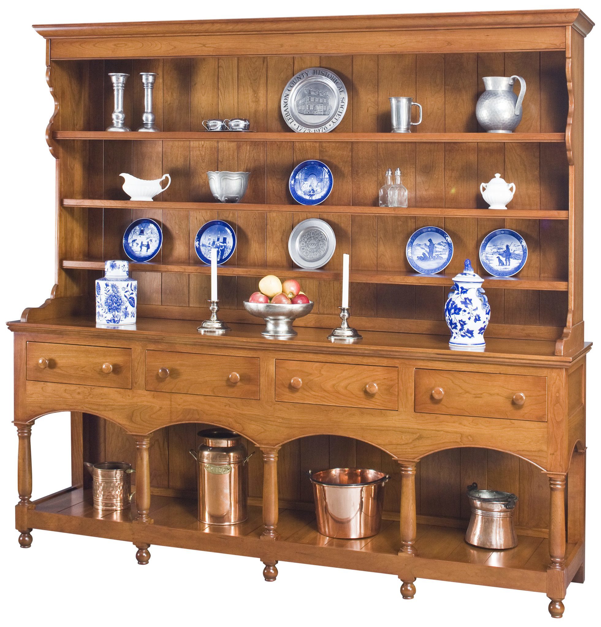 Amish Made Plate Rack Hutch Cabinet | Oak or Cherry Wood Dining Hutch