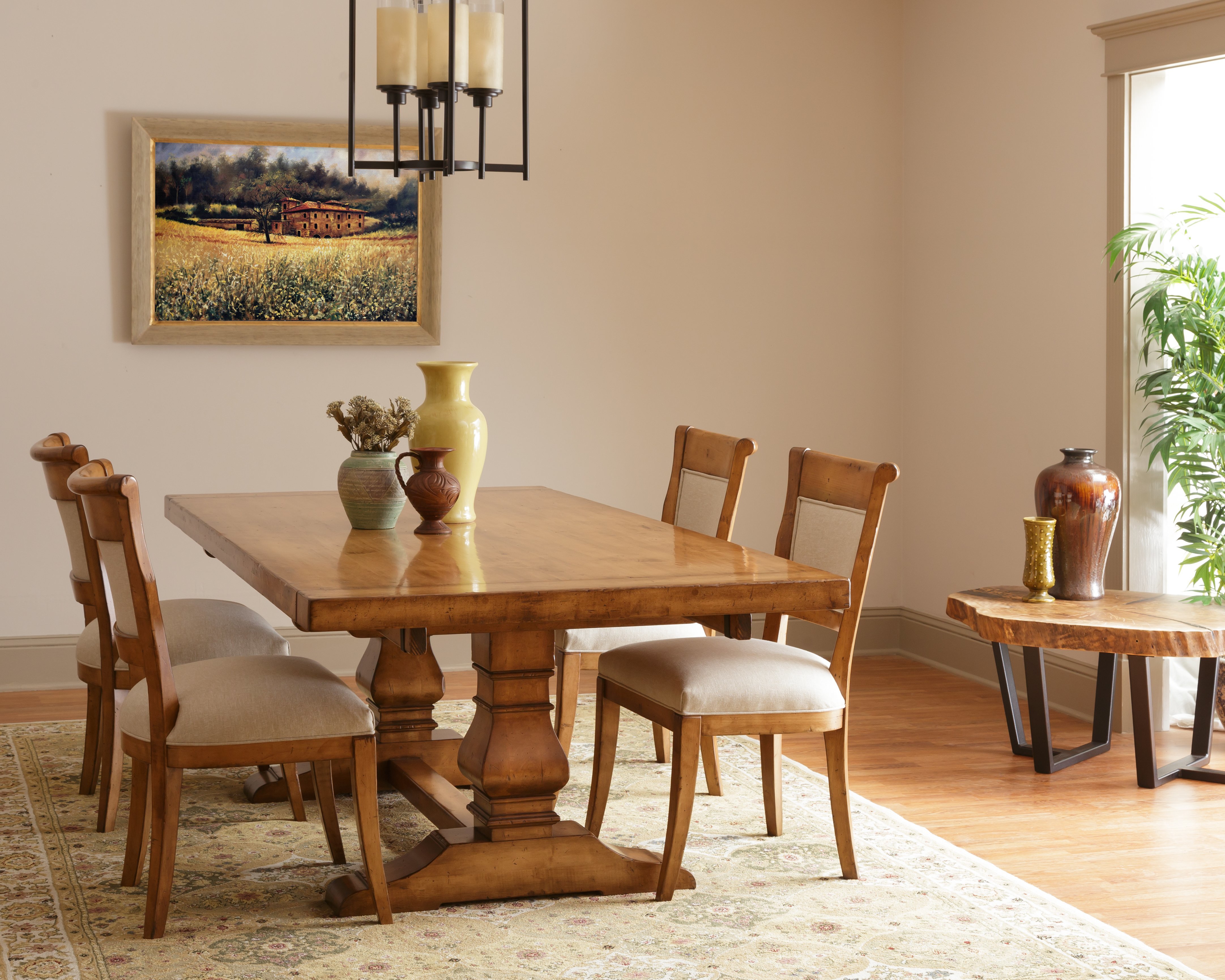 Solid Wood Farmhouse Trestle Dining Table from DutchCrafters Amish