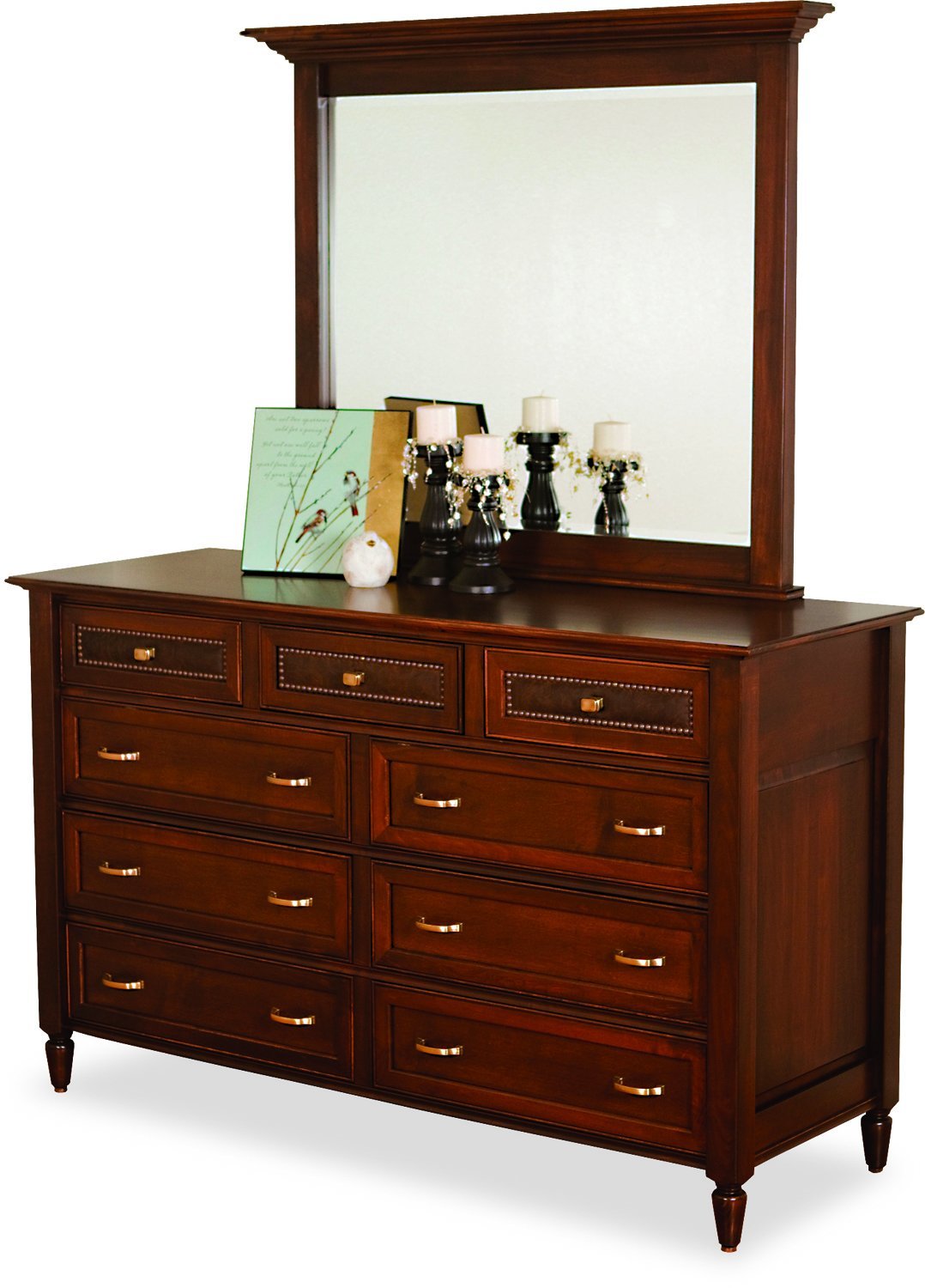 Amish Landmark 9 Drawer Dresser With Optional Mirror