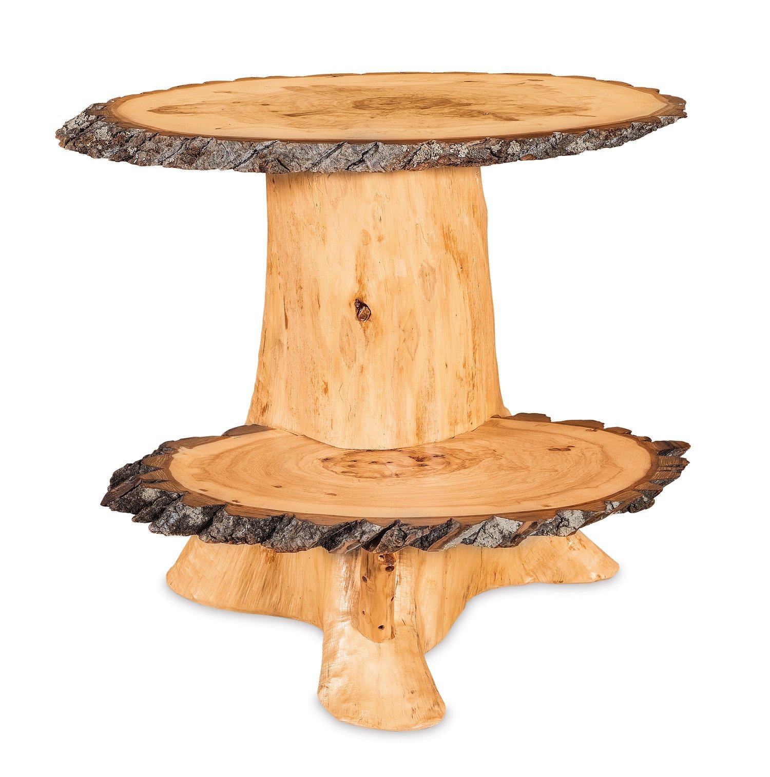 Double-Slab Stump End Table with Rustic Appeal |
