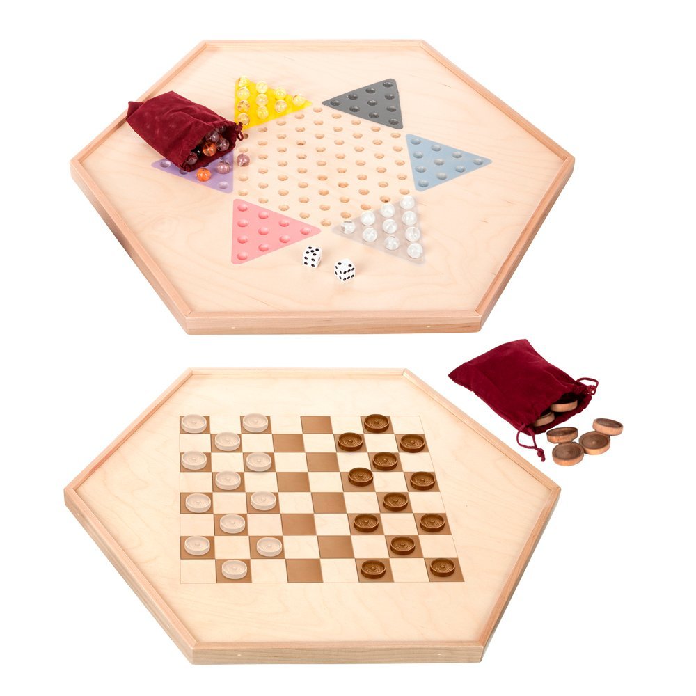 Checker and Chinese Checkers Marble Game Board from
