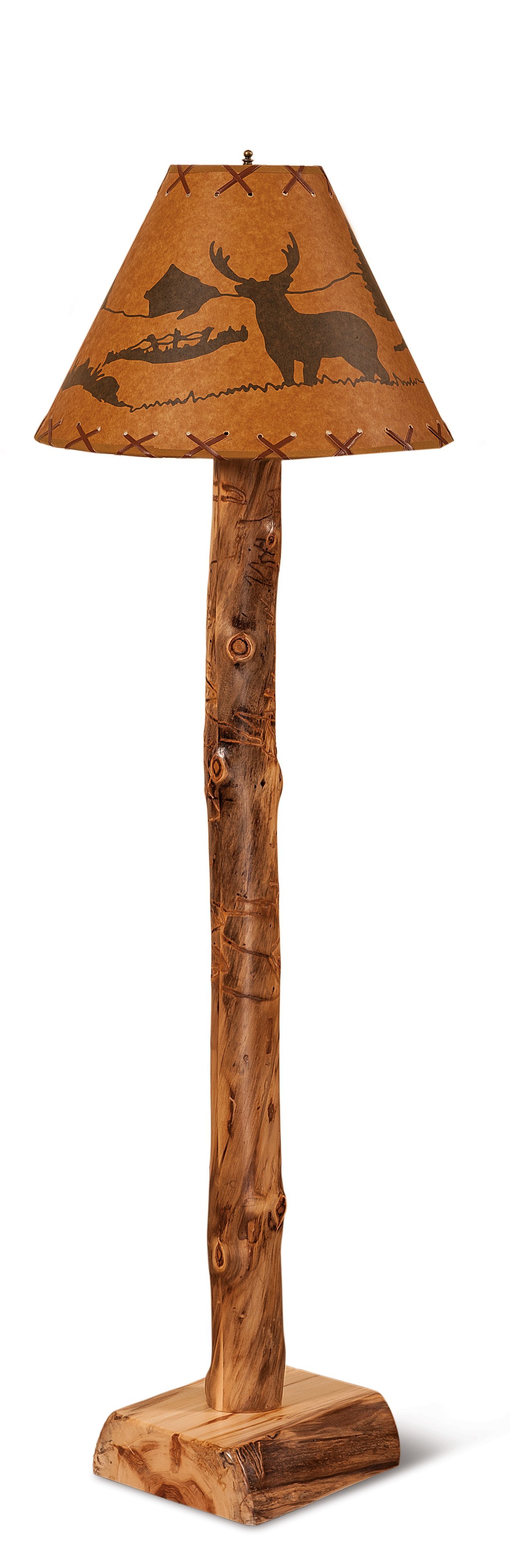 Rustic Solid Wood Log Floor Lamp for Cabin Décor DutchCrafters