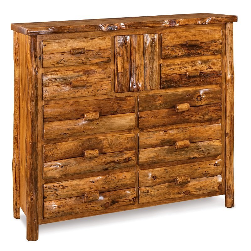 Quick-Ship Log Dresser with 10 Drawers & Cabinet |