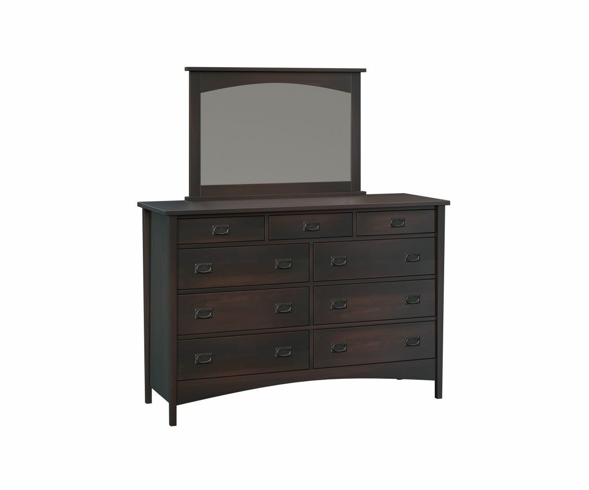 Amish Kenwood Mission High 9-Drawer Dresser with Optional Mirror - Quick Ship