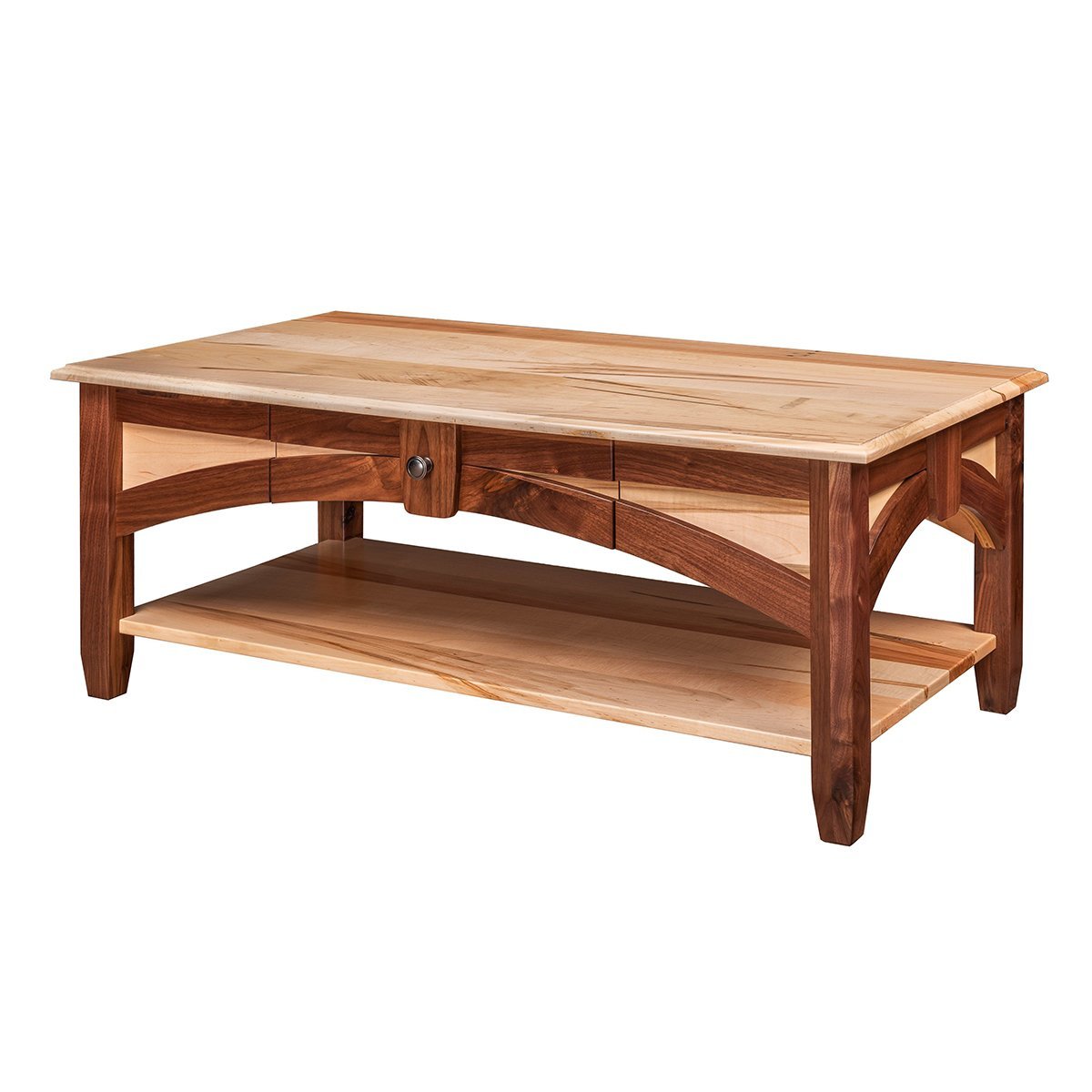 Maple and Walnut Wood Coffee Table Quick Ship from DutchCrafters