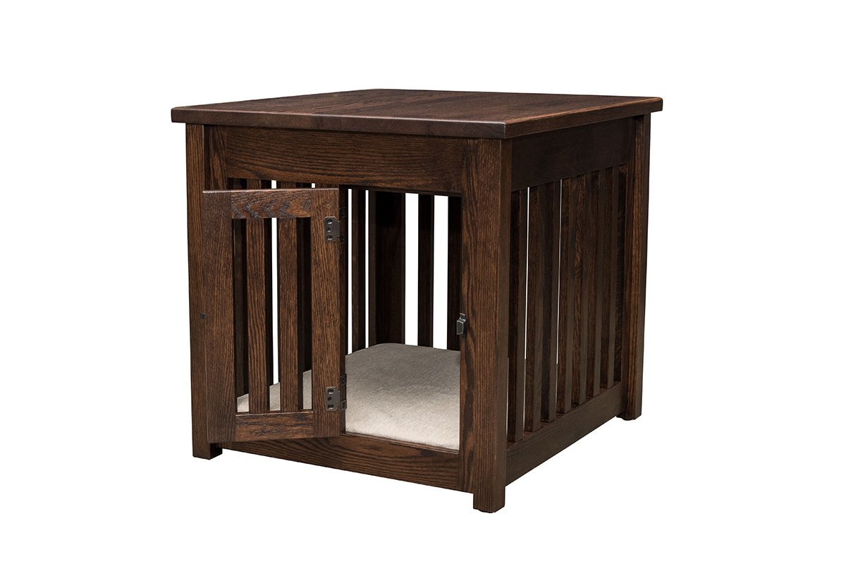 Macy Pet End Table with Wooden Slats and Door from