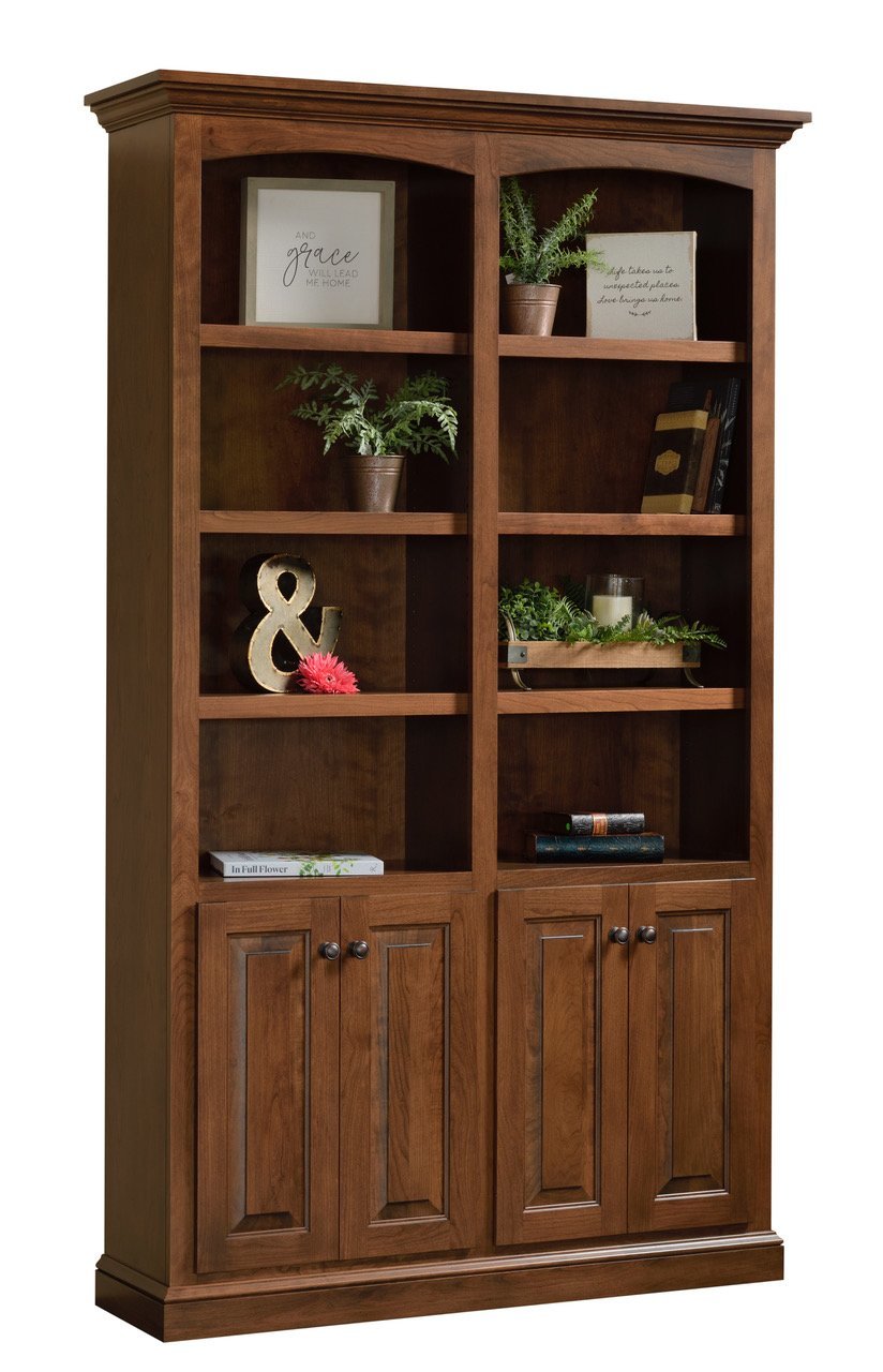 Traditional Solid Wood Bookcase with Crown Molding |