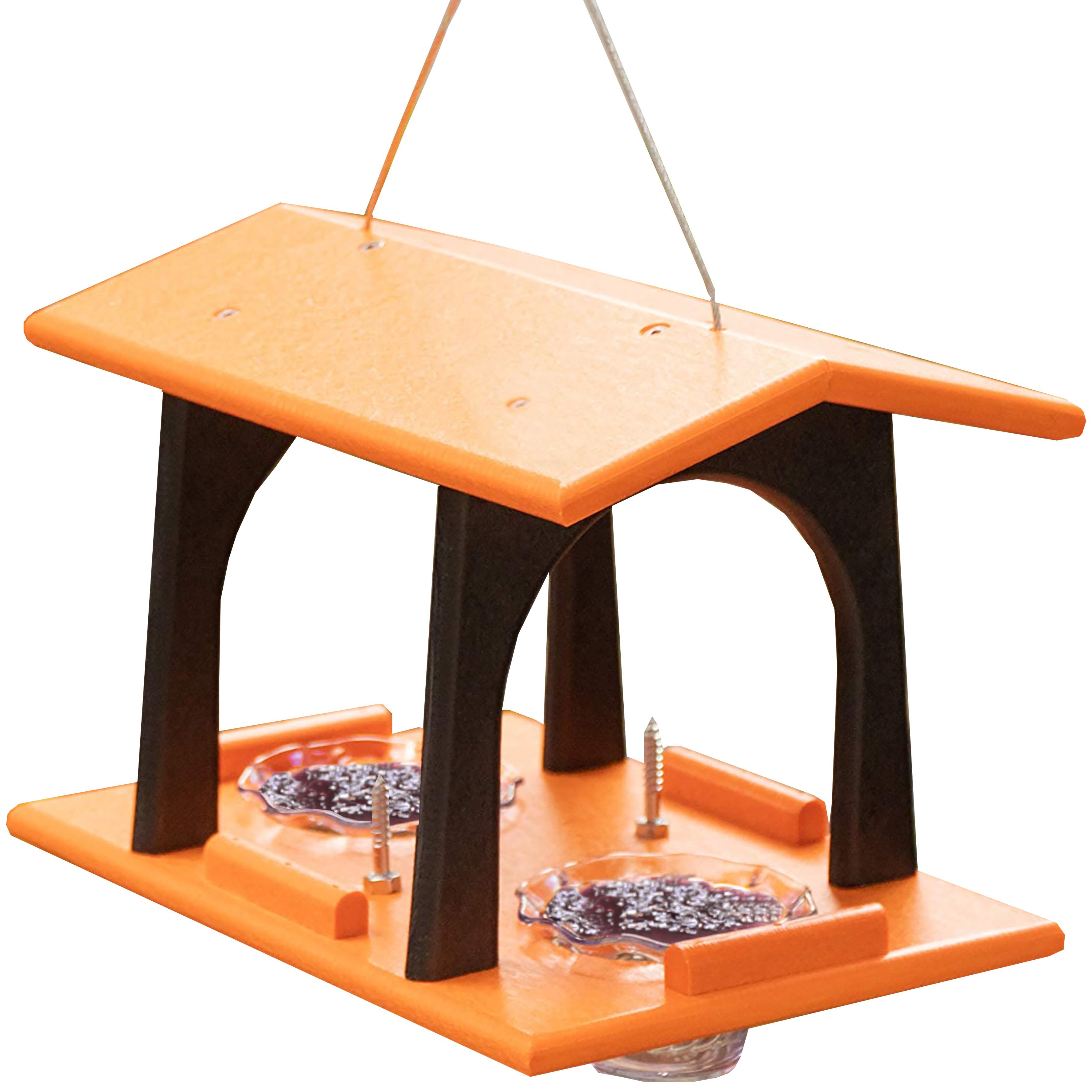 Double-Cup Jelly And Fruit Oriole Feeder Hand Crafted, Solid Cedar