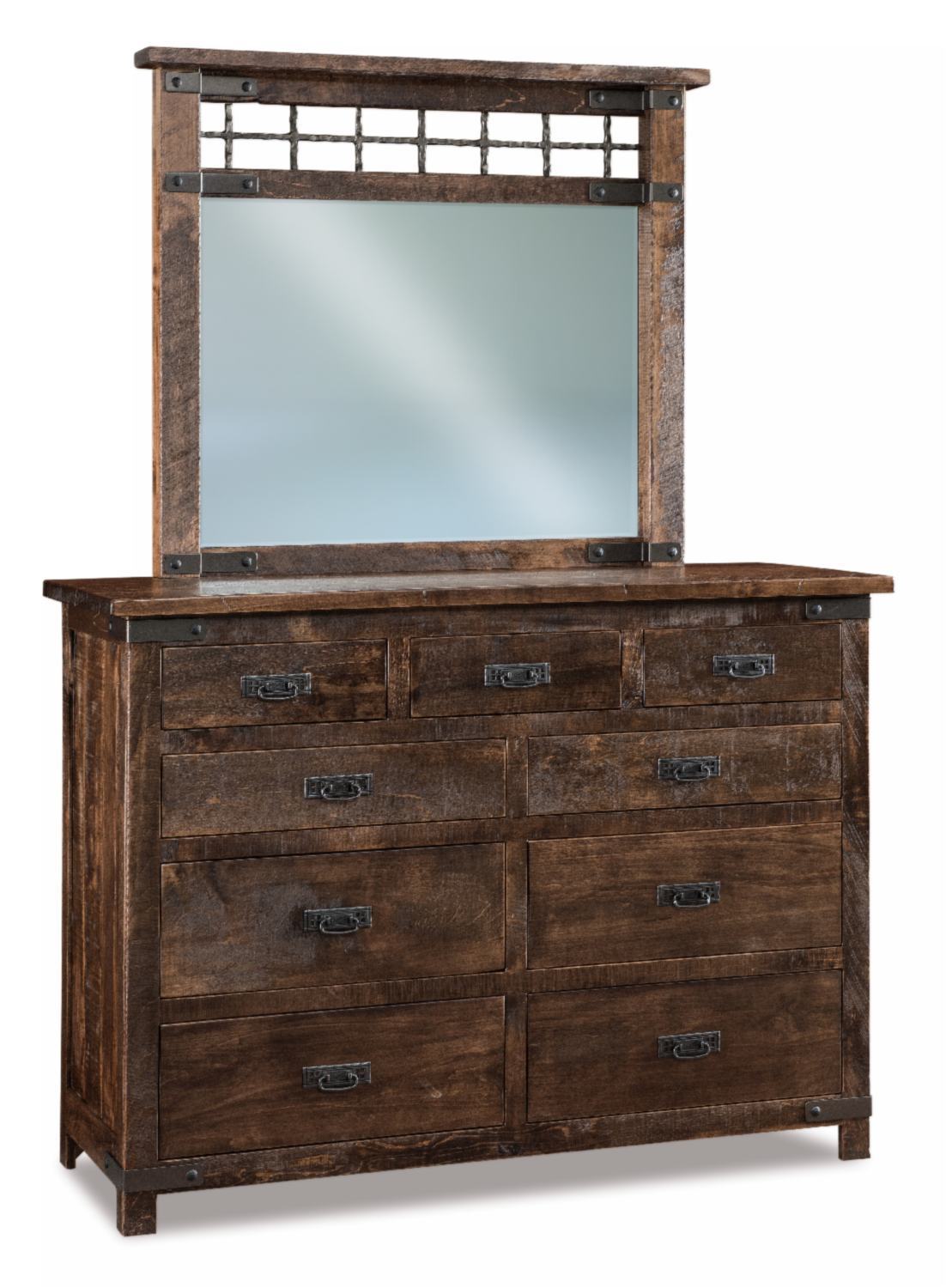 Ironwood 9-Drawer Dresser with Optional Beveled Mirror from