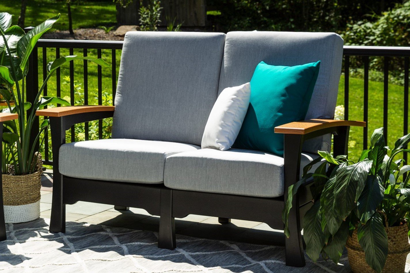 Poly Mission Cushioned Loveseat Patio Sofa |