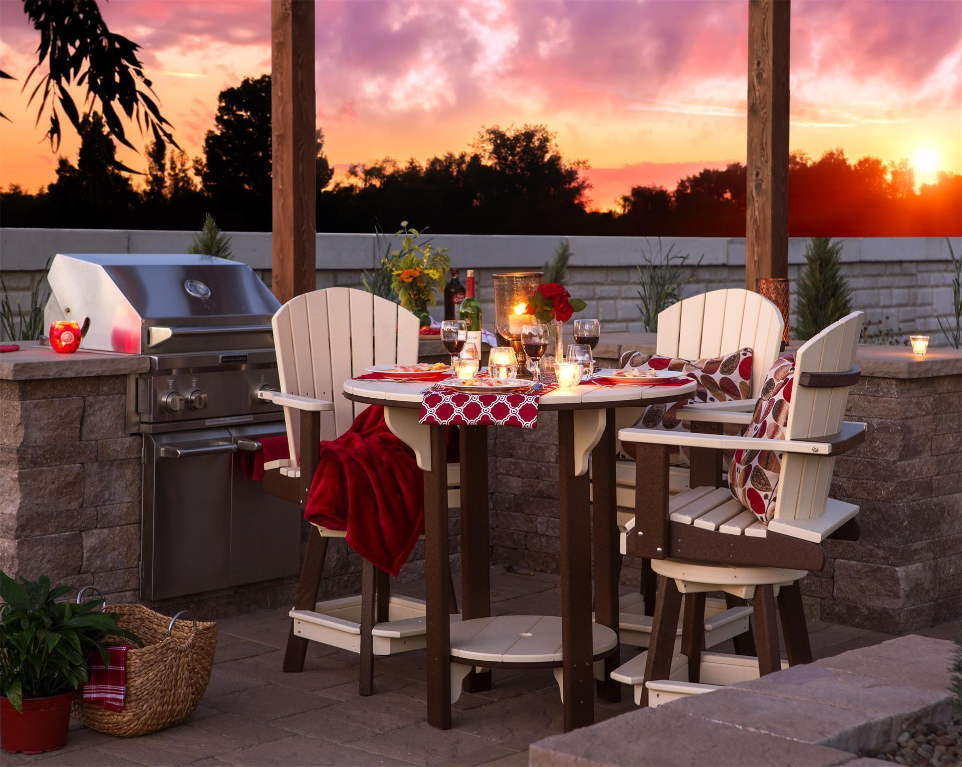 Poly 5-Piece Fan-Back Pub Bar Height Patio Set |