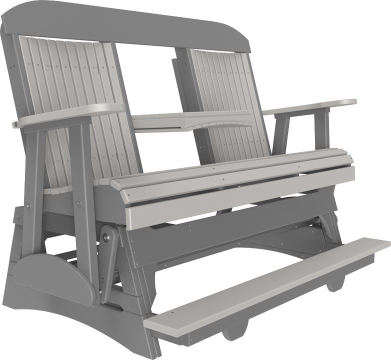 LuxCraft Raised High-Back Console Glider Bench w/ Footrest |