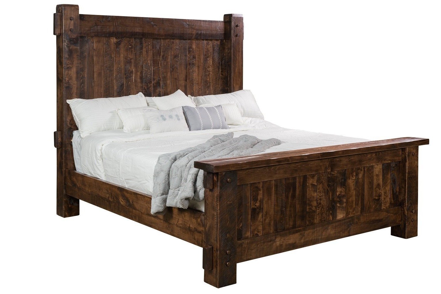 Rustic Lodge Bed Frame with Tall Headboard | DutchCrafters