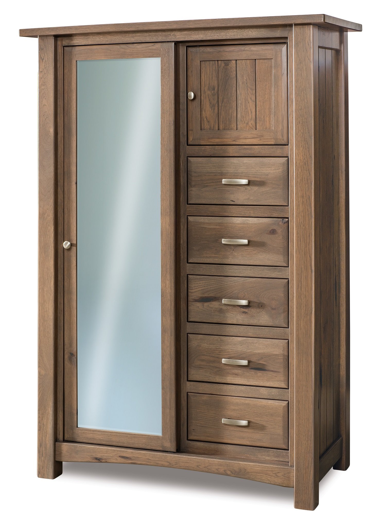 Solid Wood Chifferobe with Sliding Mirror Door from