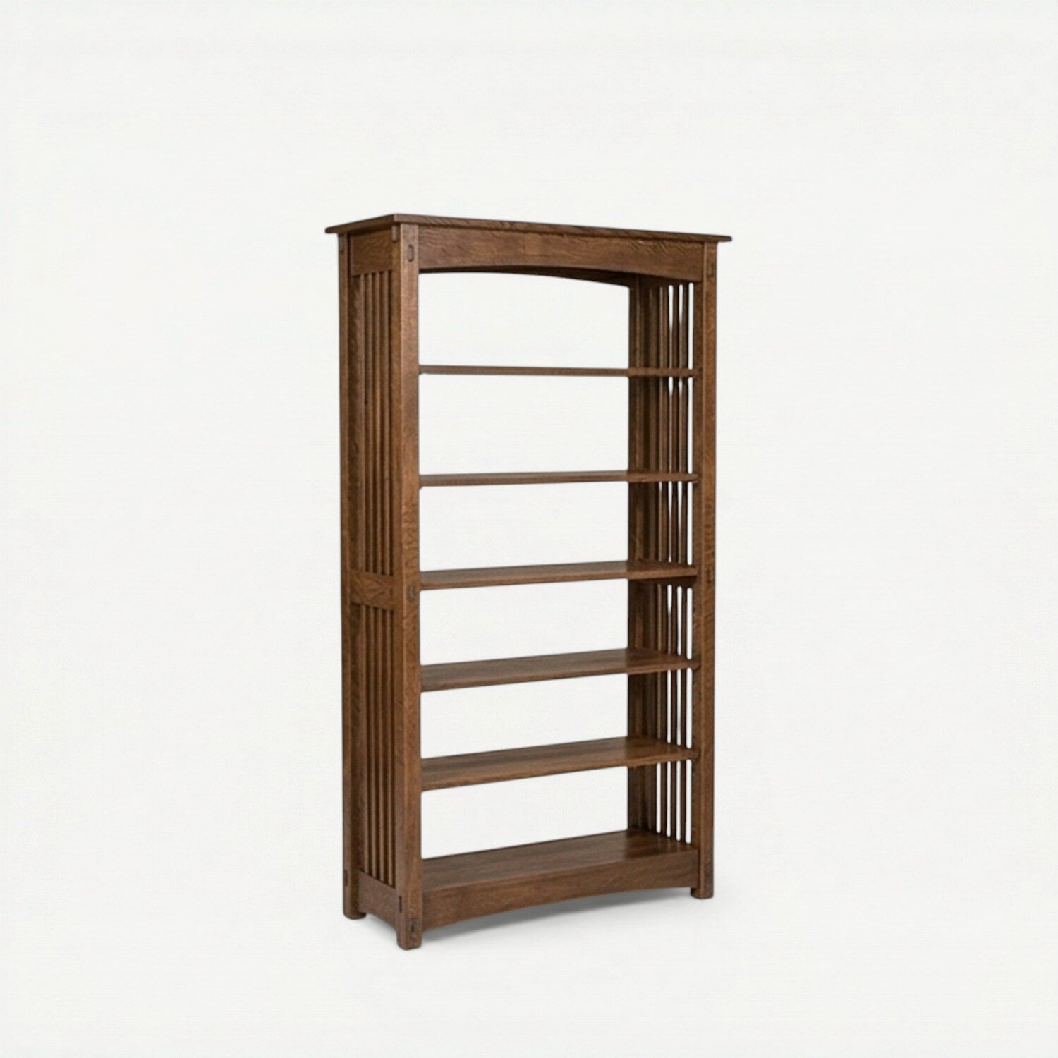 チェスト・キャビネット Antique Book open Shelf Caster Old World Walnut Burl Executive Right Bookcase