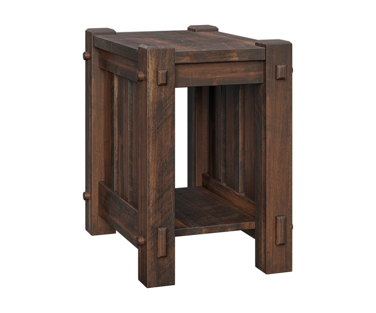 Rustic Wood End Table with Shelf | Amish Made Living Room Furniture