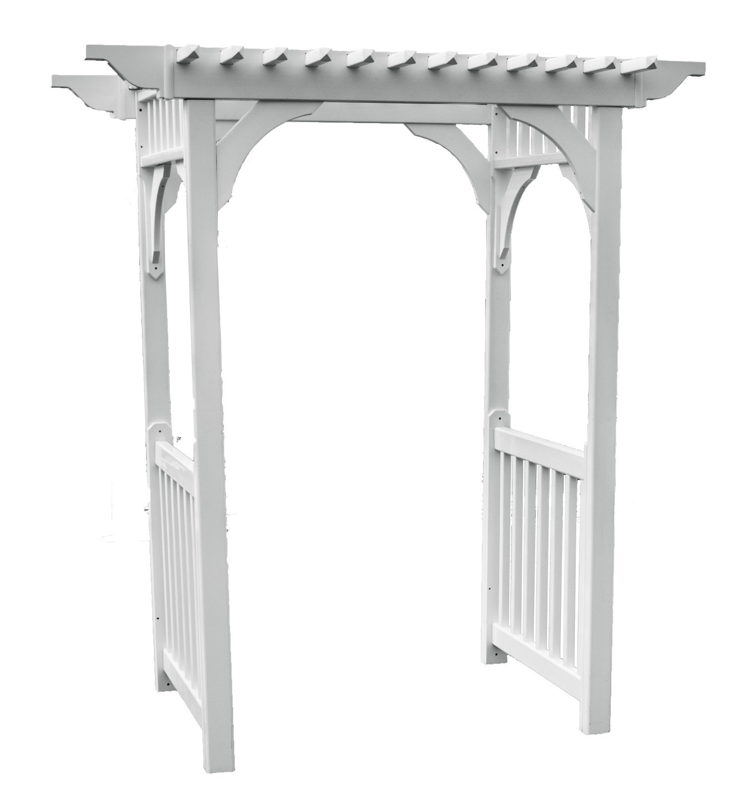 White Tamarac Arch With Planters Outdoor Garden Furniture