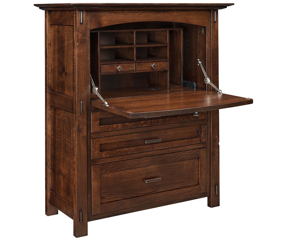 Modesto Mission Secretary Desk Cabinet from DutchCrafters Amish