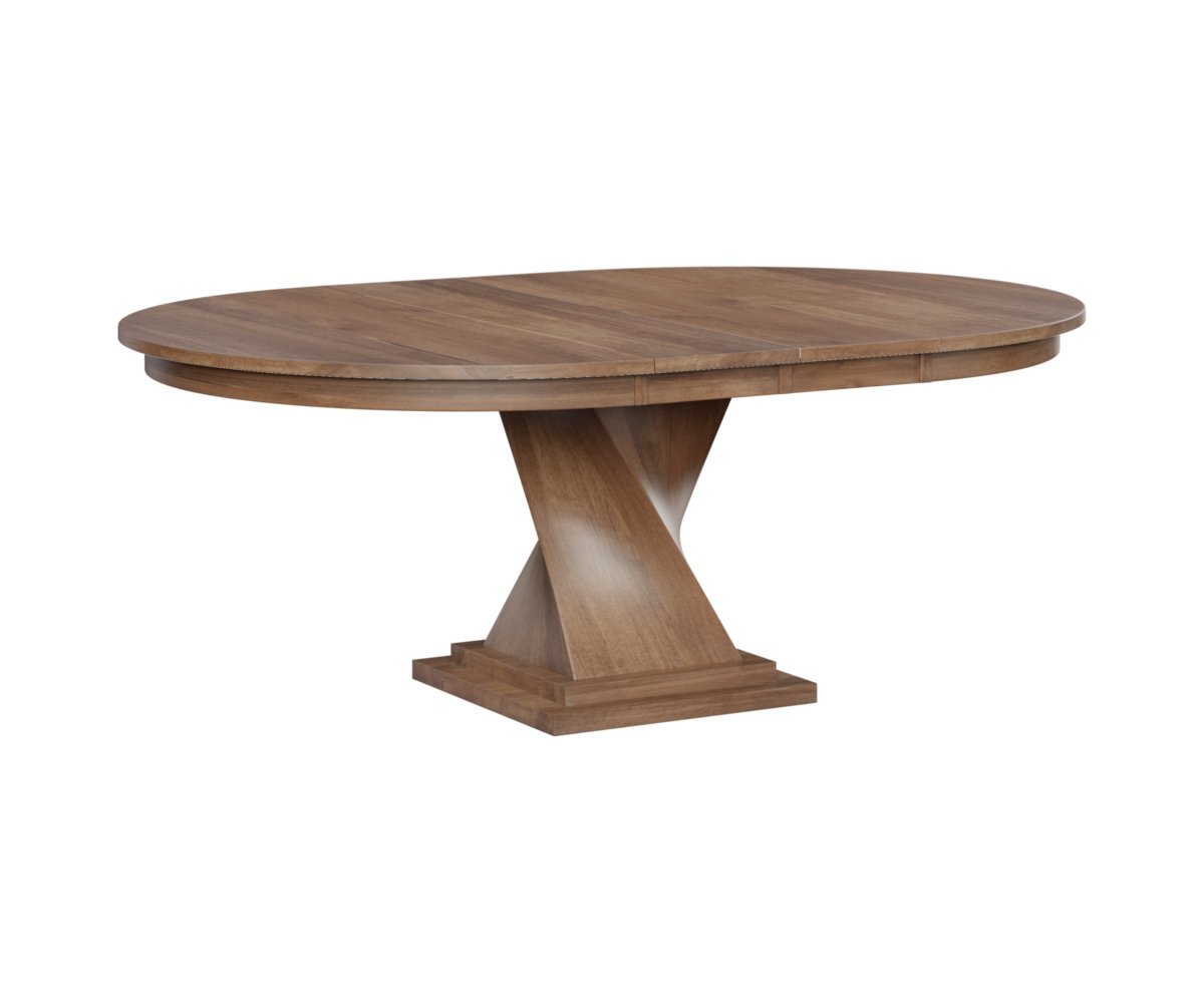 Quick Ship Amish Modern Extension Dining Table | Twisted Pedestal
