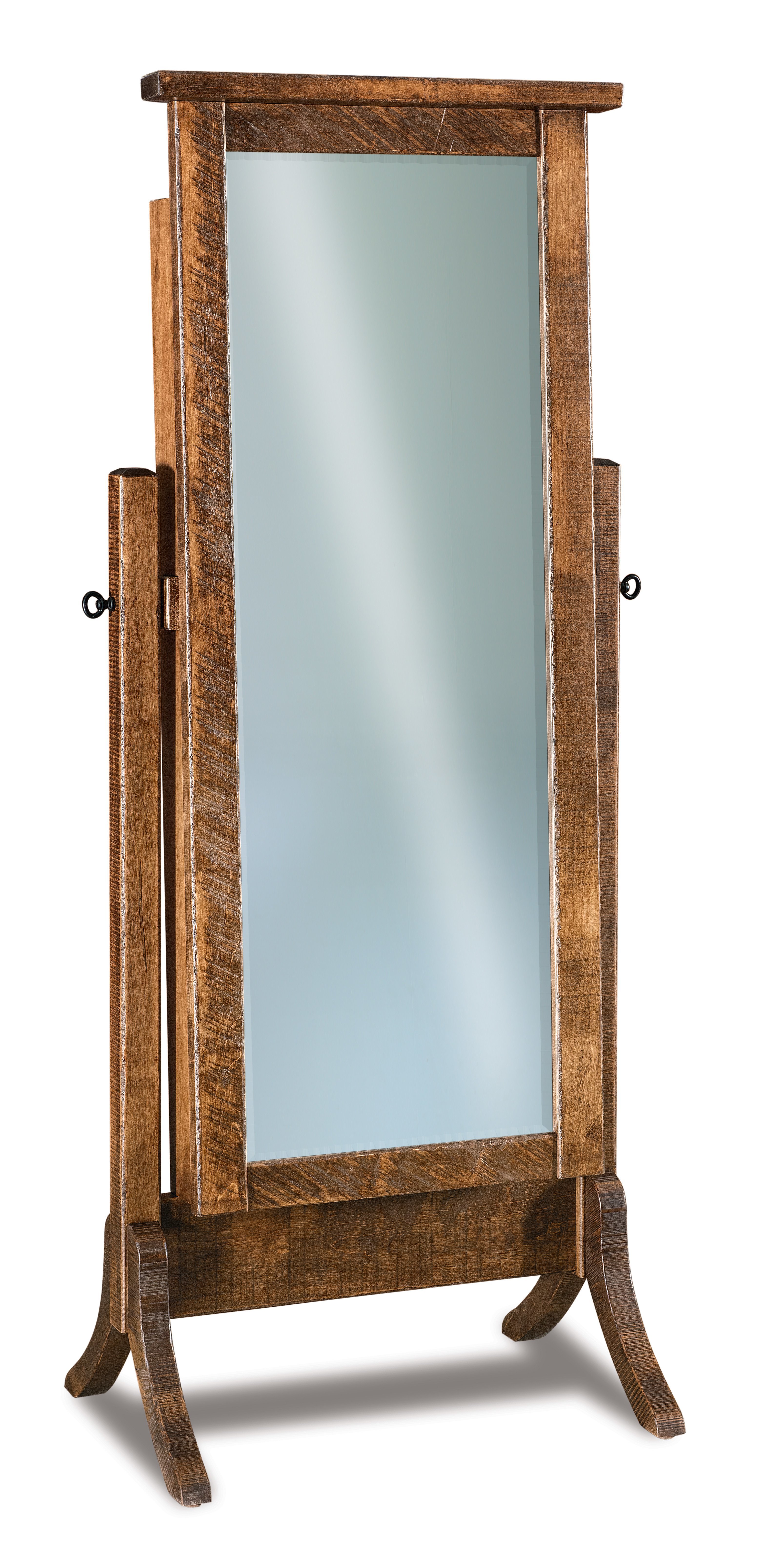 Rustic Wood Beveled Cheval Mirror from DutchCrafters Amish Furniture