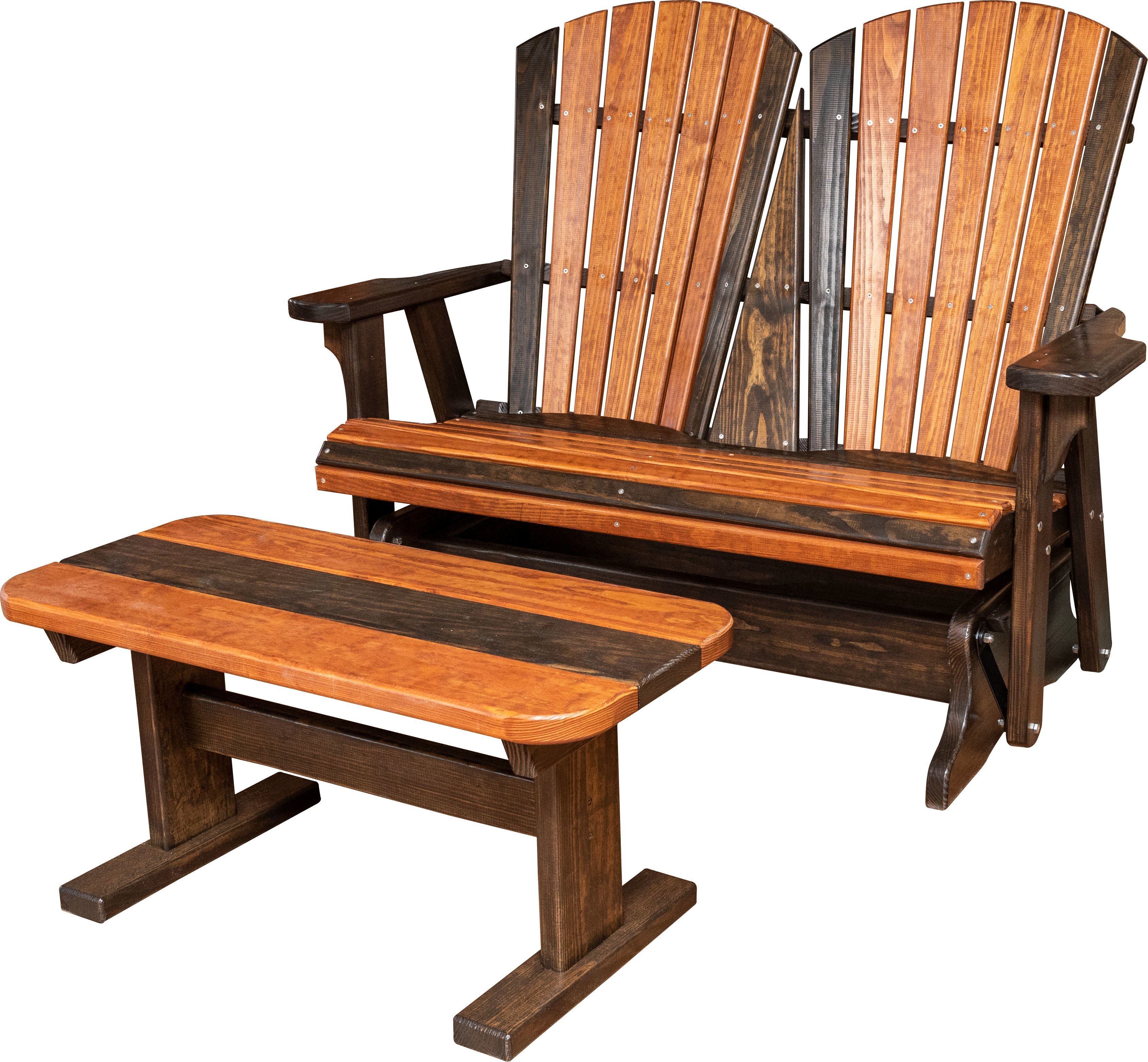 Adirondack Pine Wood 4' Double Lawn Glider Bench from DutchCrafters