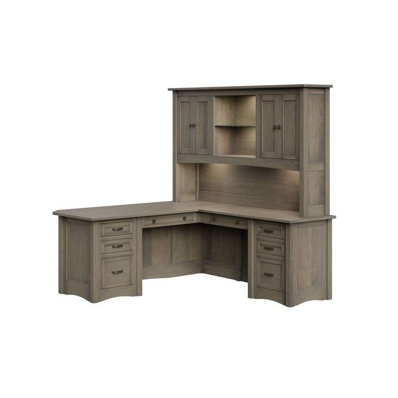 Hardwood L-Shaped Desk with Drawrs from DutchCrafters Amish Furniture
