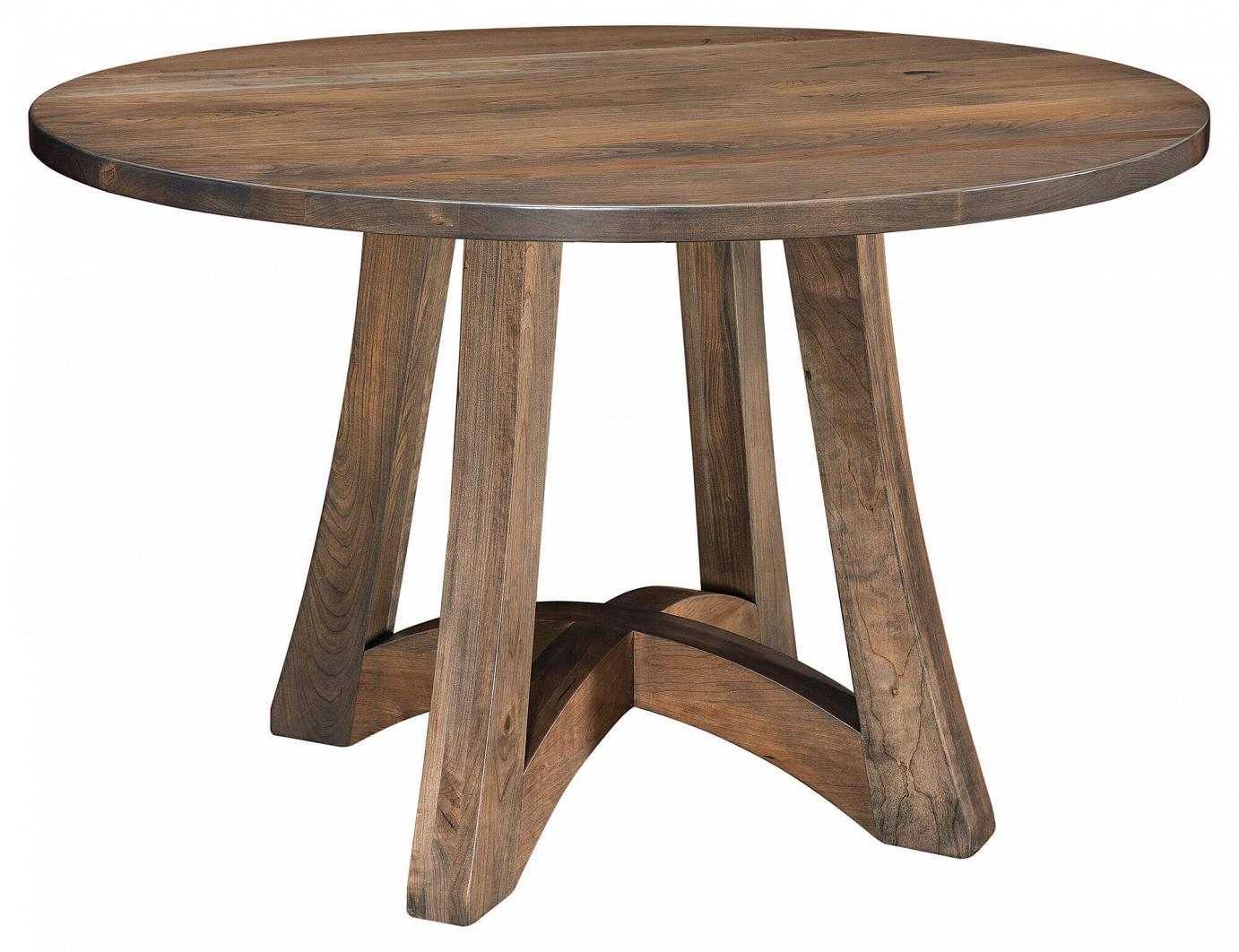 Hardwood Contemporary Round Pedestal Dining Table from