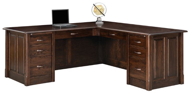 Hardwood L-Shaped Desk with Drawers from DutchCrafters Amish Furniture