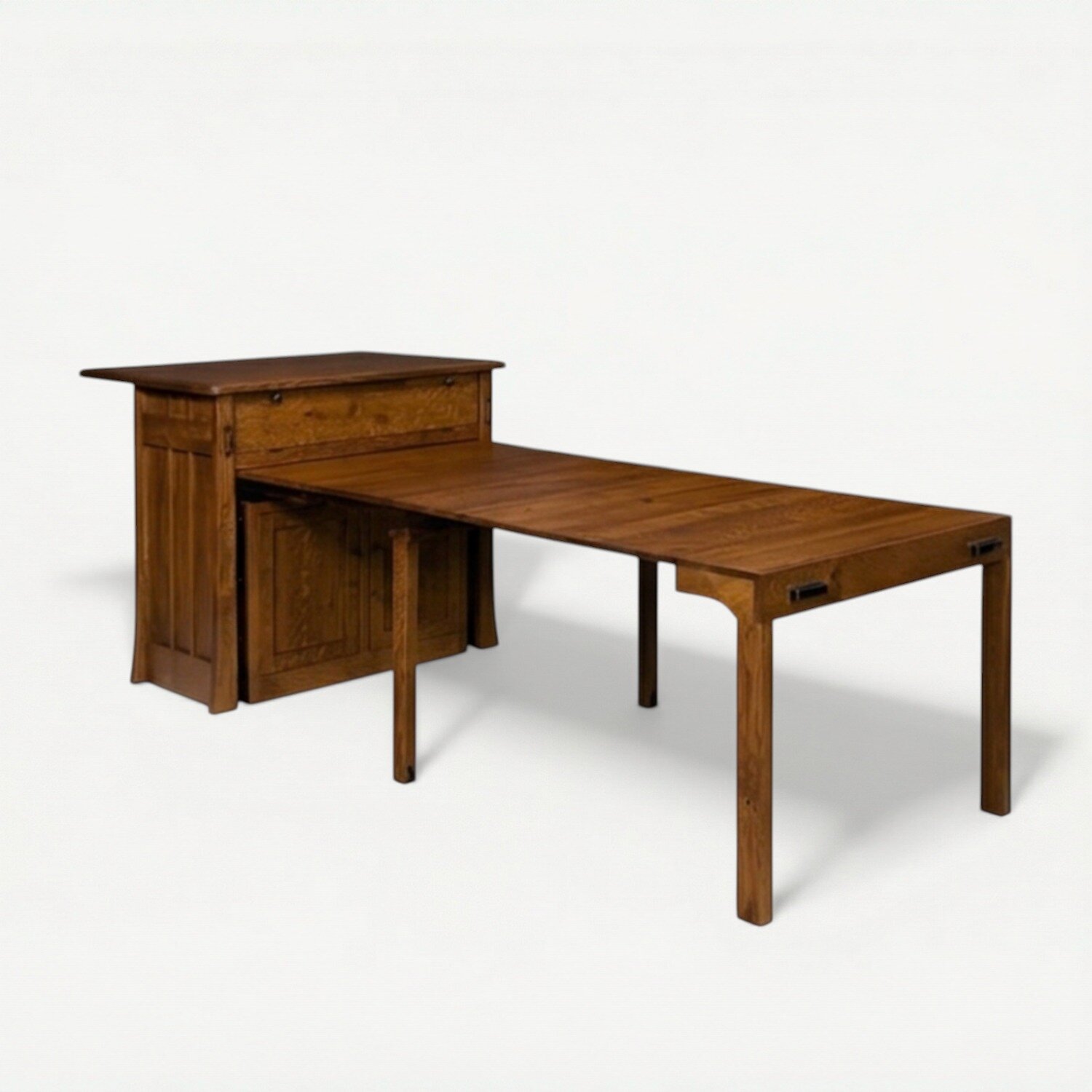 Solid Wood Convertible Kitchen Island with Hidden Extending Table