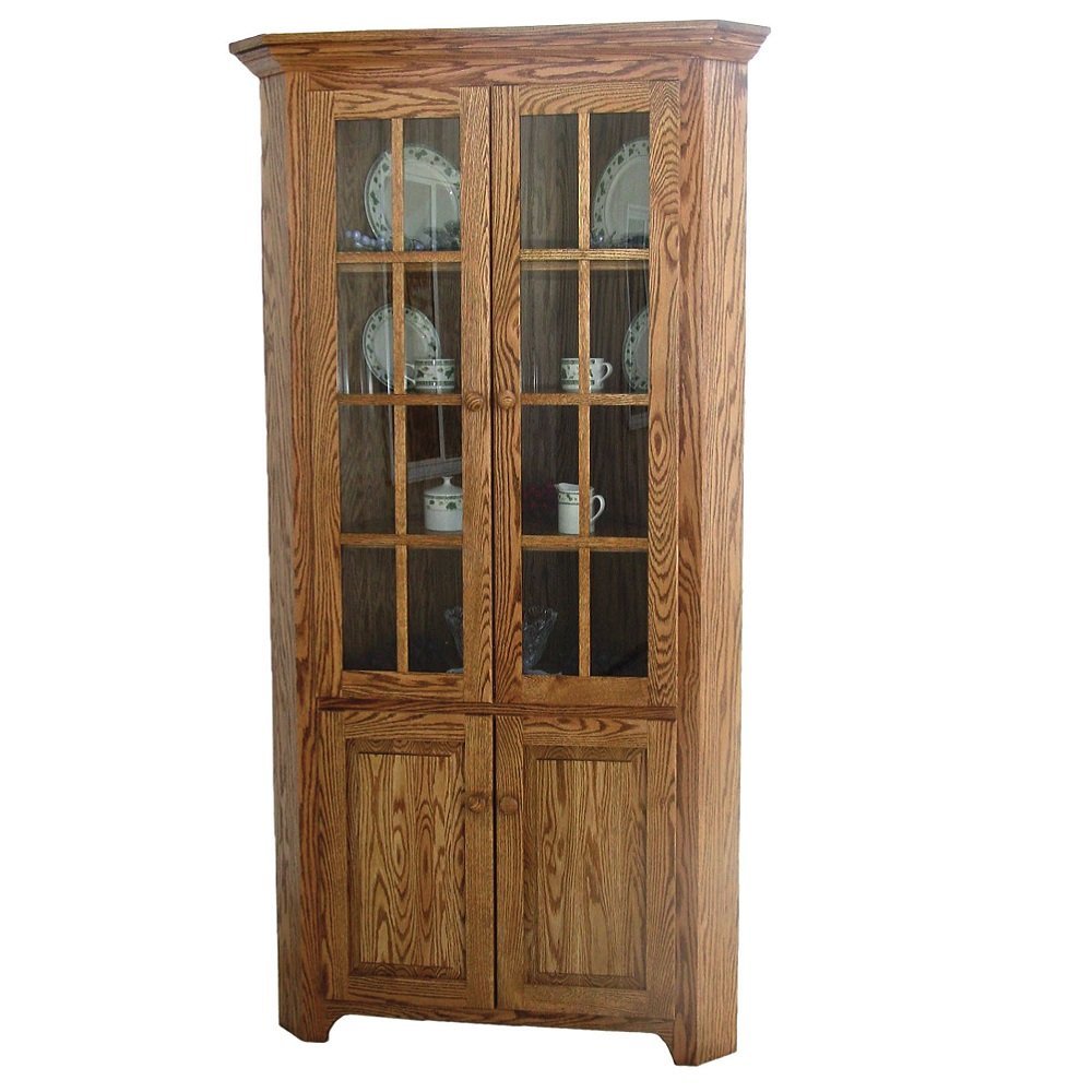 Hardwood Shaker Corner Hutch Cabinet from DutchCrafters Amish