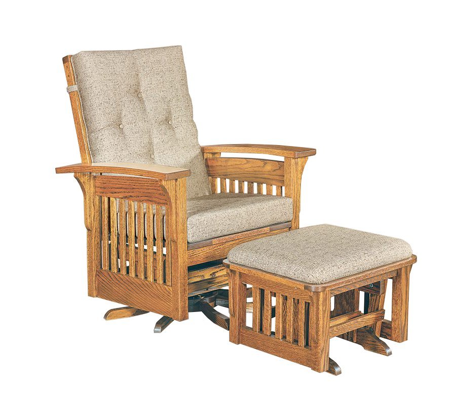Oak Wood Glider Chair with Ottoman Quick Ship by DutchCrafters