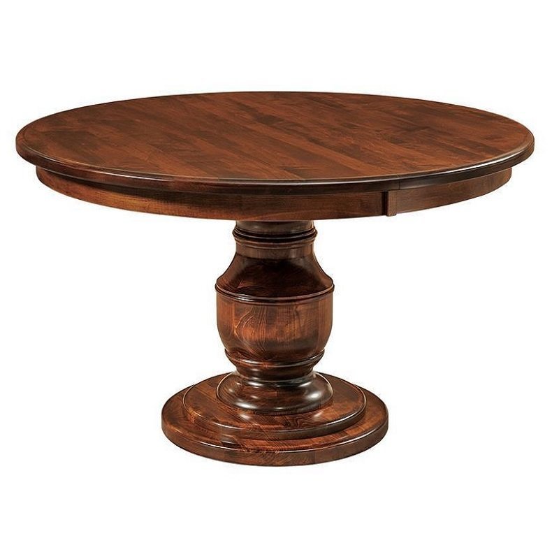 Amish Solid Wood 60" Round Single Pedestal Dining Table - Quick Ship