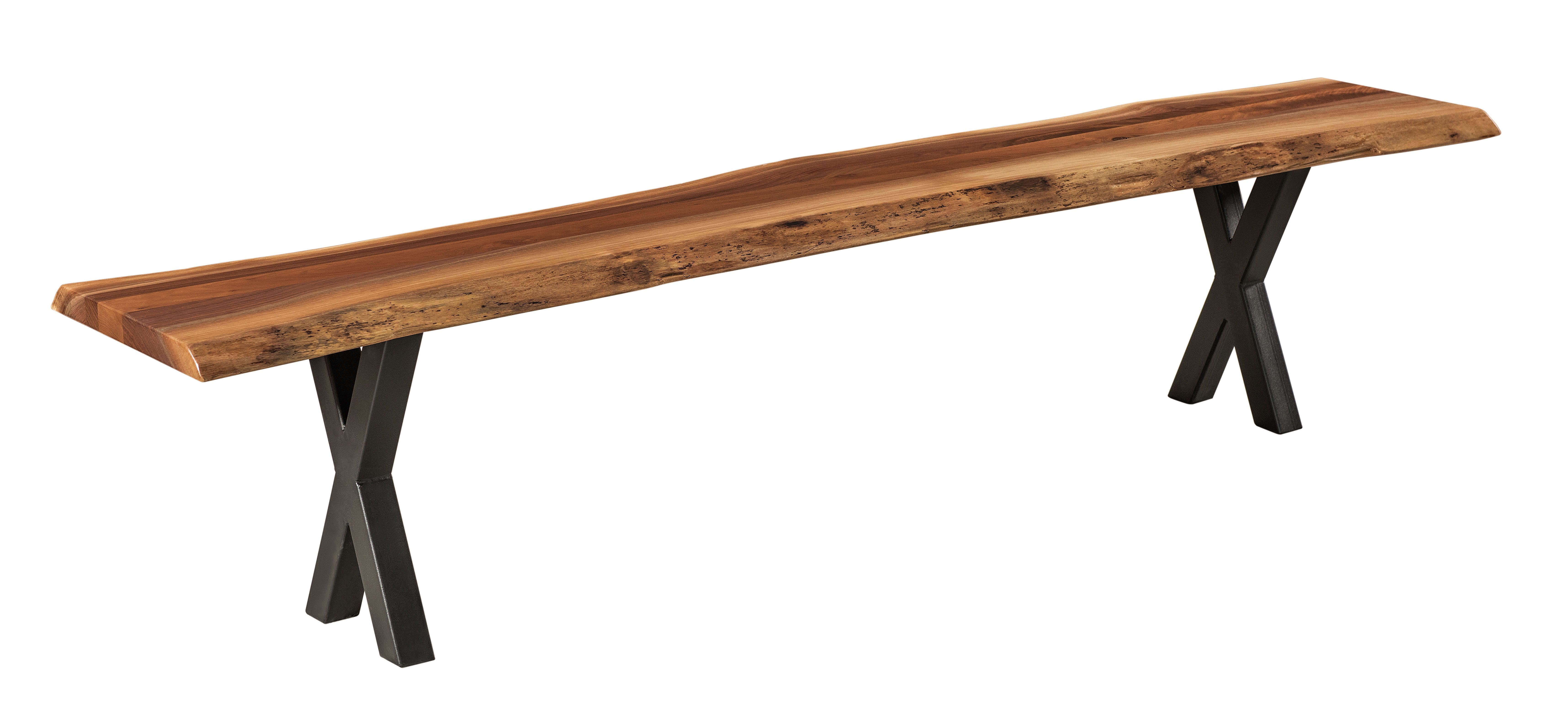 Quick Ship Rustic Walnut Live Edge Backless Bench - Amish Crafted