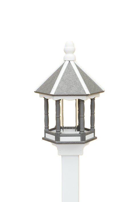 Amish Poly Lumber Gazebo Bird Feeder | Fly-Thru Post Mount