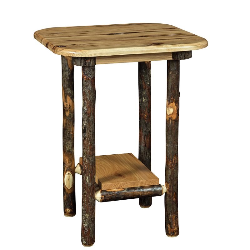 Rustic Bearwood End Table with Bottom Shelf |