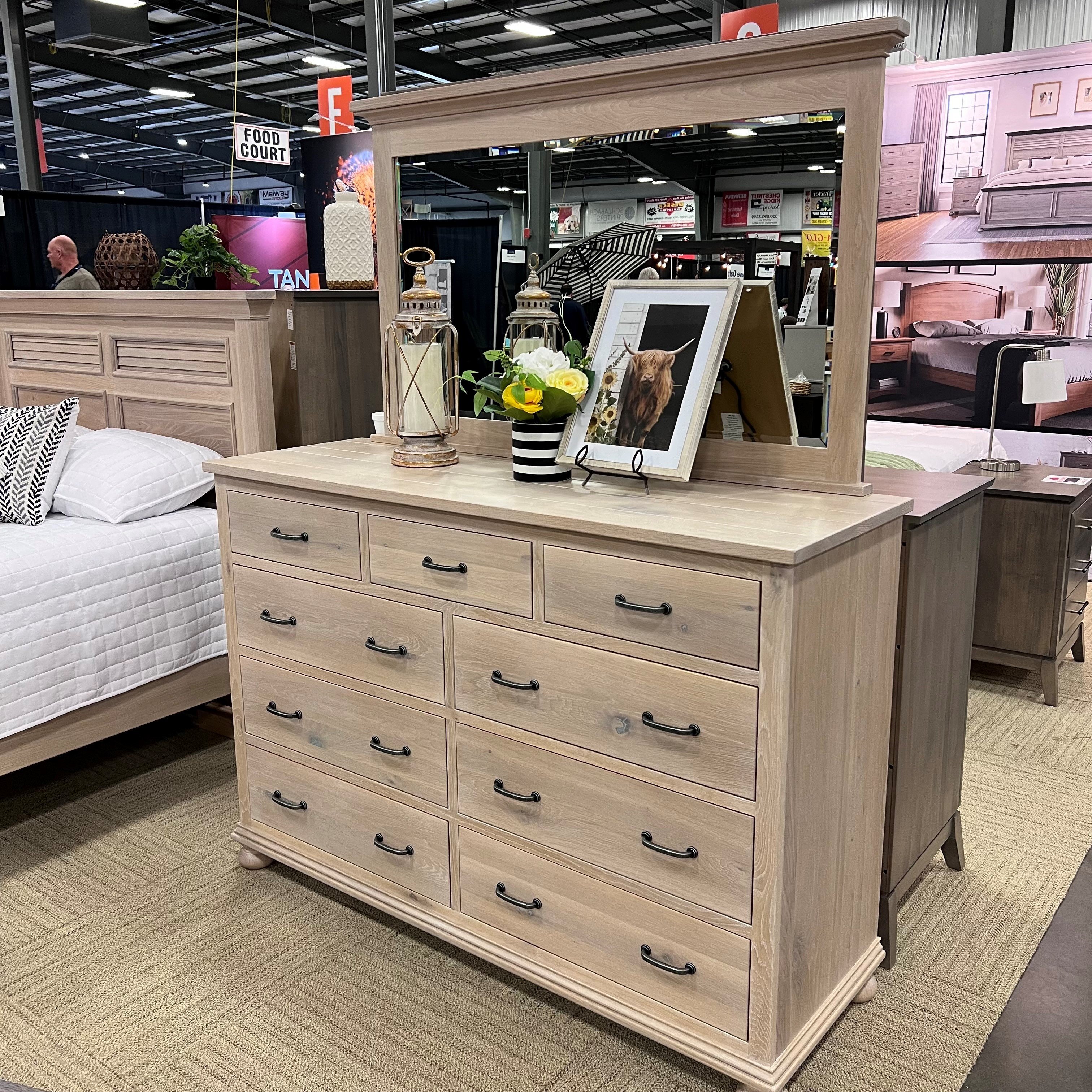 Amish Coastal Solid Wood Tall Dresser with Optional Mirror