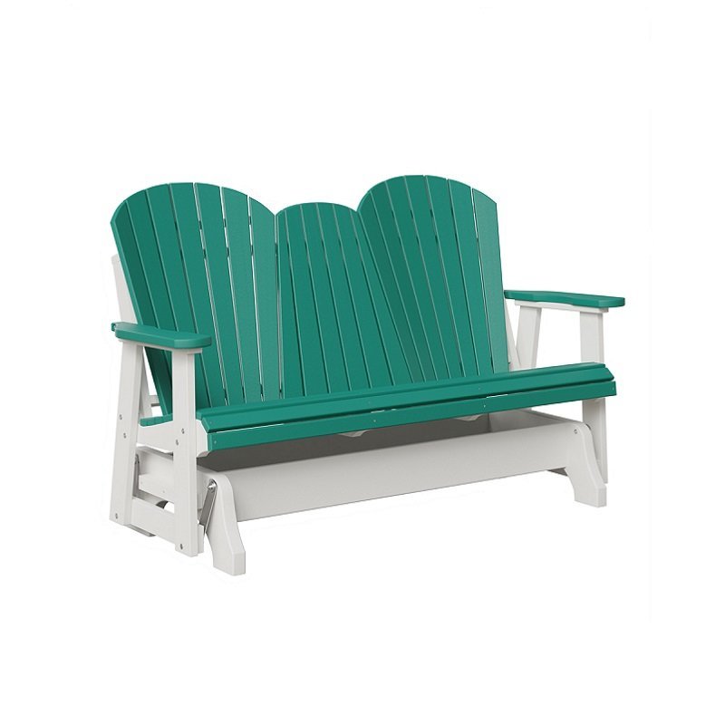 White and Aruba Blue 5' Glider Quick Ship by DutchCrafters Amish